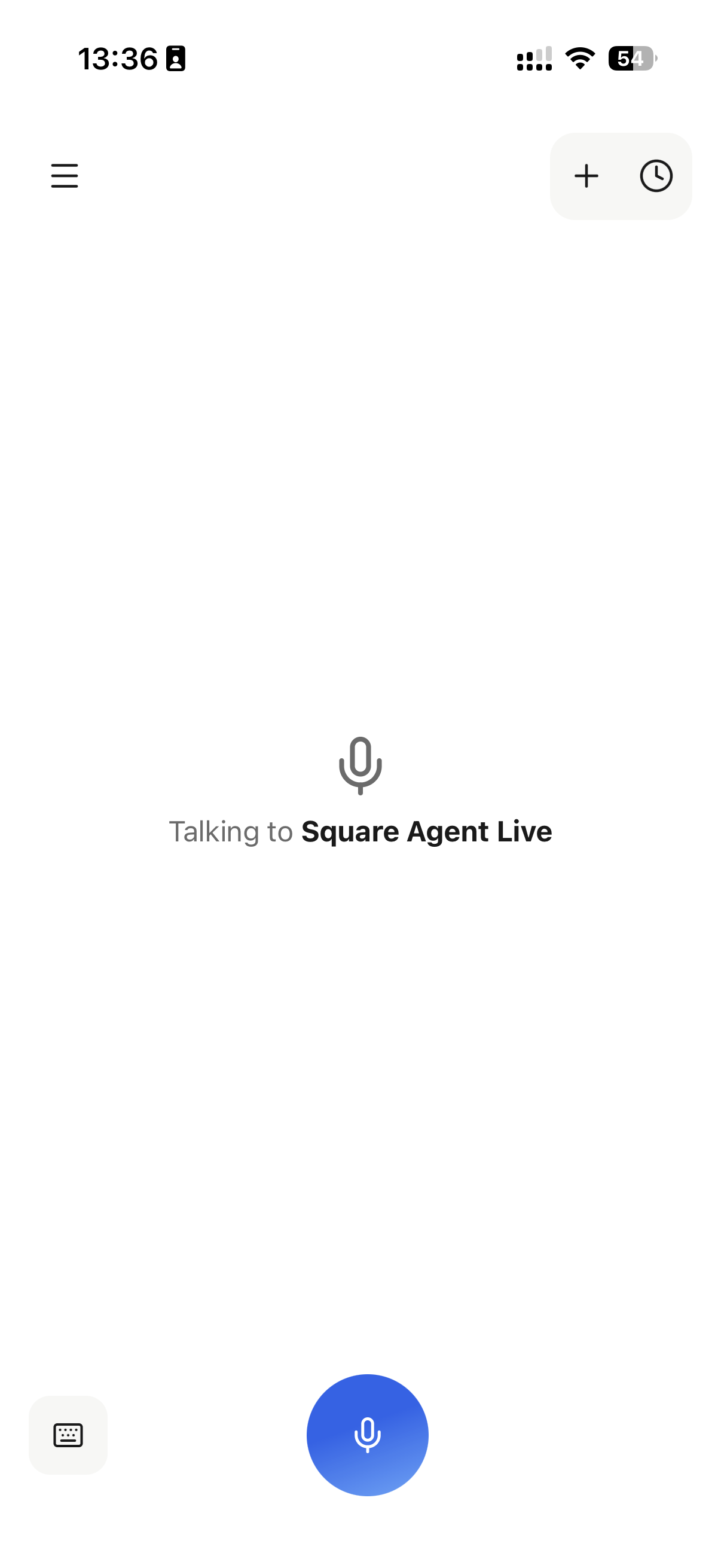 Square Agent Live voice interface on an iPhone